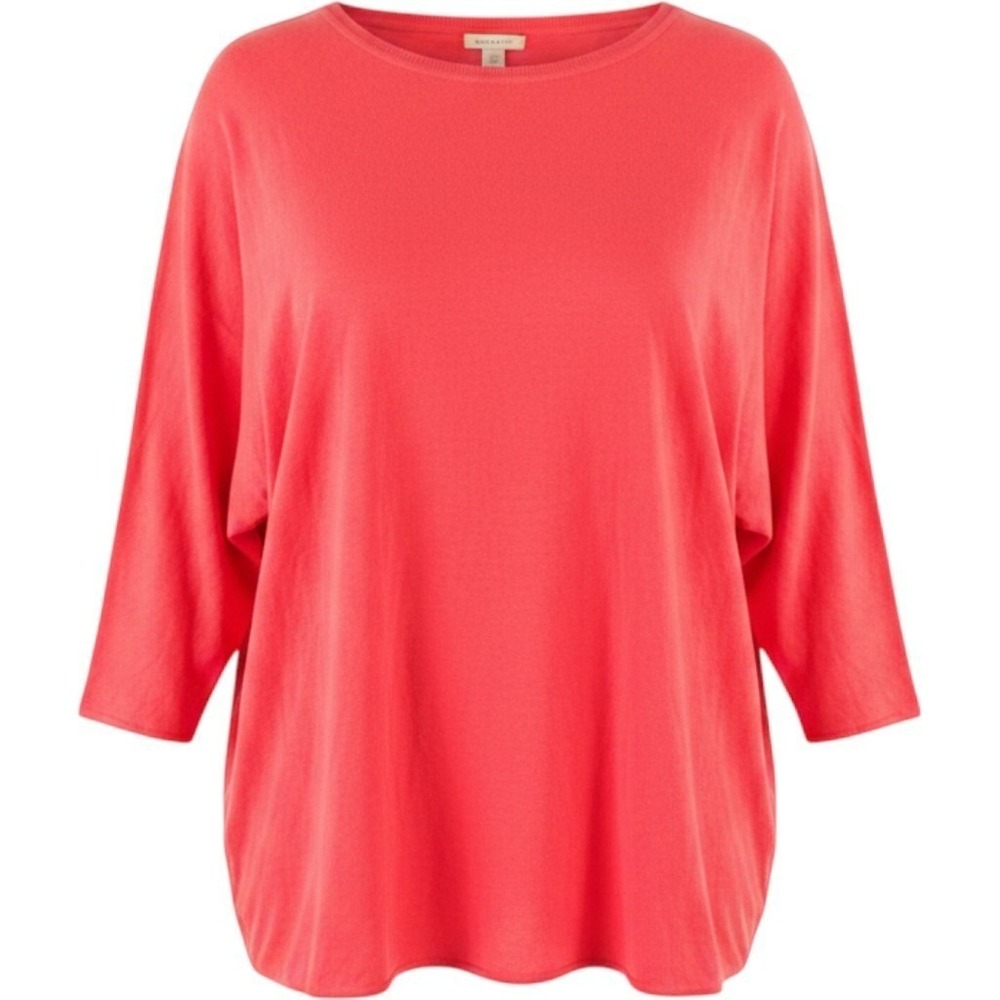 Garnet Hill Sweater Womens L Coral Batwing Sleeve Knit Pullover Top Minimalist